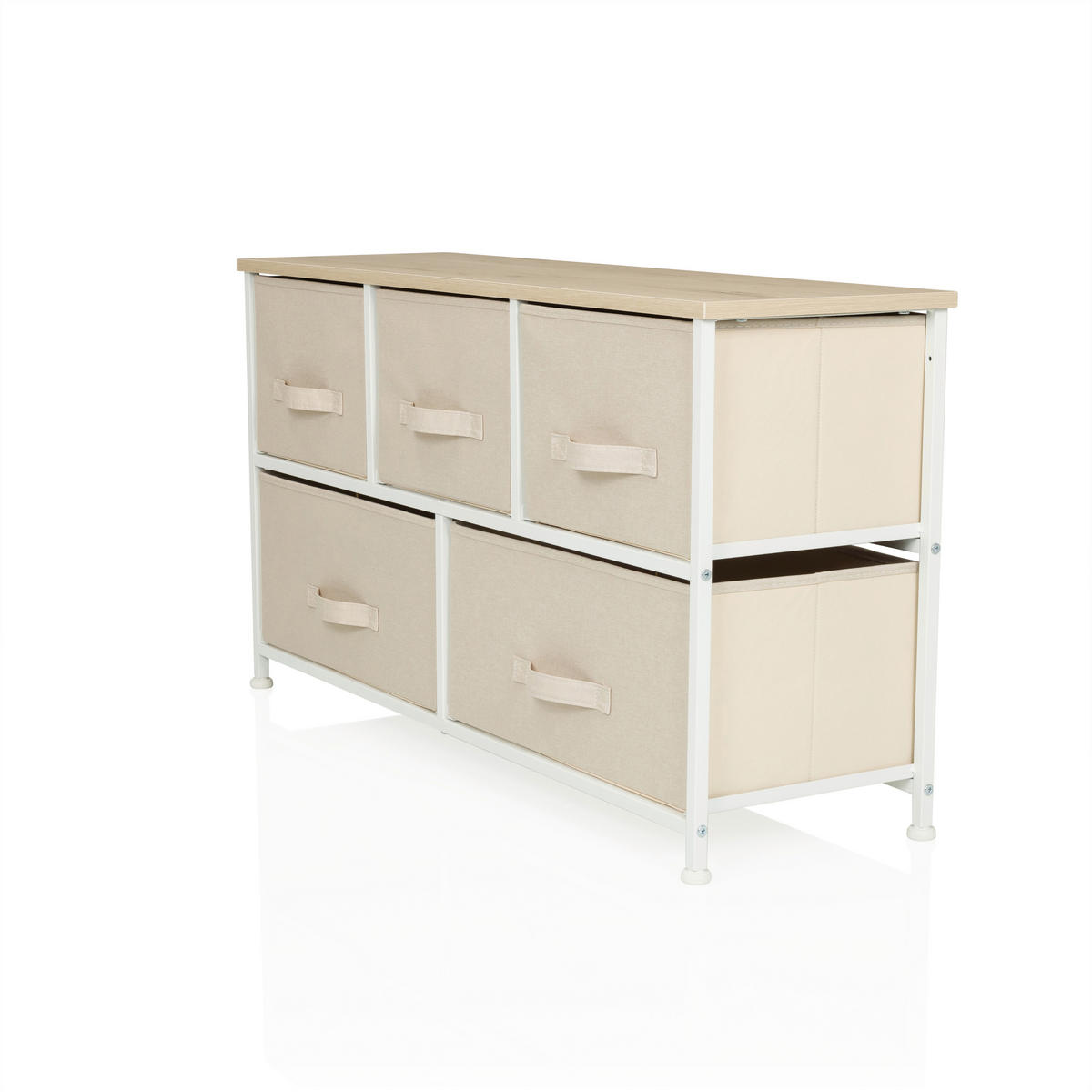 KOMMODE  in 100/55/30 cm  - Beige/Weiß, MODERN, Kunststoff/Textil (100/55/30cm) - MID.YOU