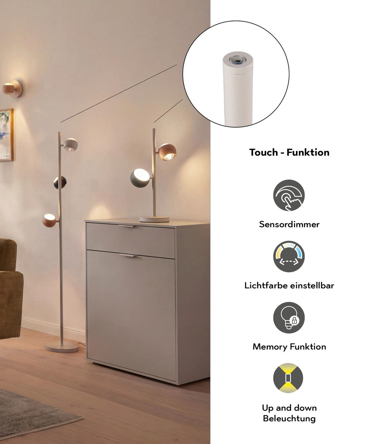 LED-WANDLEUCHTE Musterring 14,5/15,0 cm   - Anthrazit/Grau, KONVENTIONELL, Metall (14,5/15,0cm) - Musterring