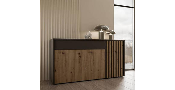 SIDEBOARD Grau, Eiche Artisan 164,2/87,9/42 cm - Eiche Artisan/Grau, Trend, Holzwerkstoff (164,2/87,9/42cm) - Carryhome