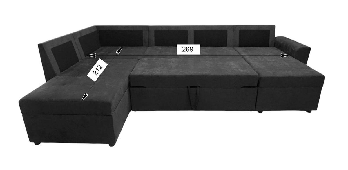 WOHNLANDSCHAFT TERMOLI Anthrazit Jacquard  - Anthrazit/Schwarz, Design, Kunststoff/Textil (212/297/155cm) - MID.YOU