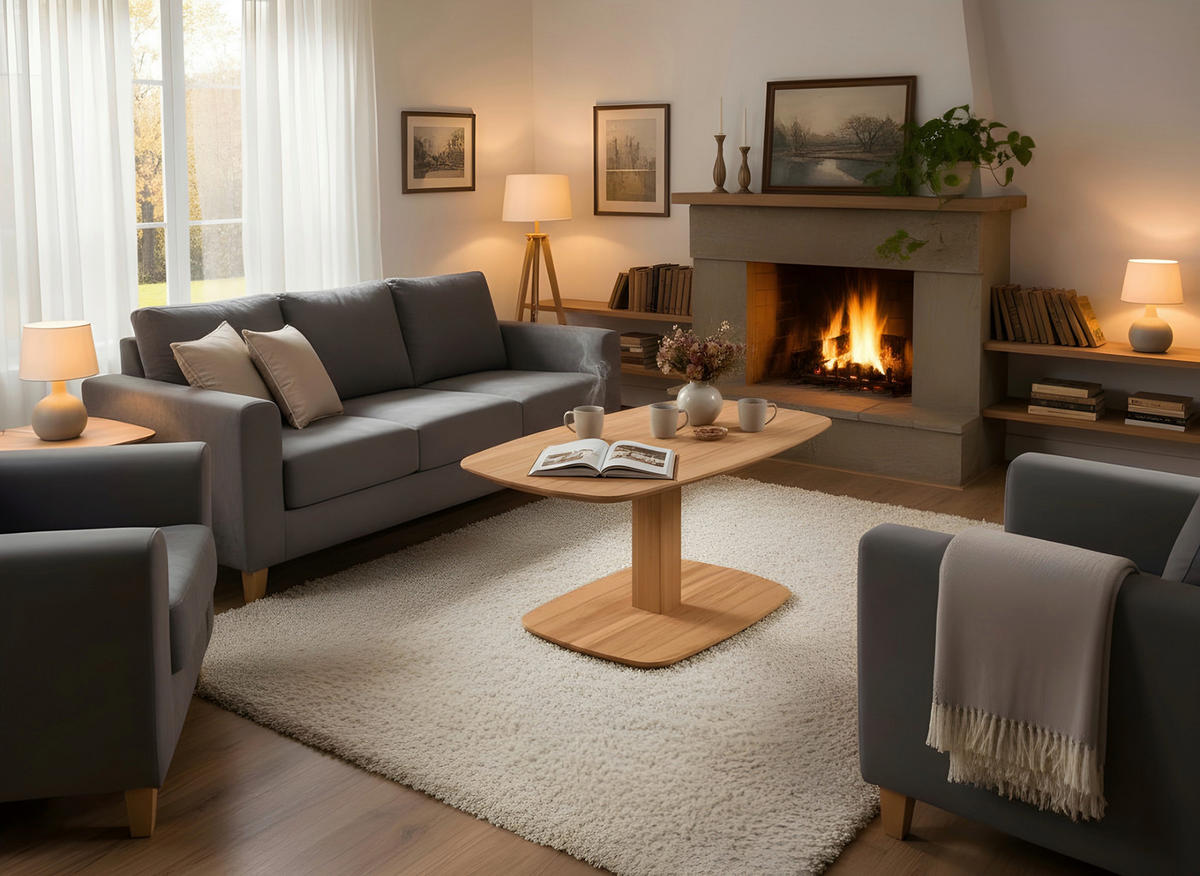 COUCHTISCH Buche Hartholz 110/65/48-67 cm organisch Buchefarben  - Buchefarben, Design, Holz (110/65/48-67cm) - Linea Natura