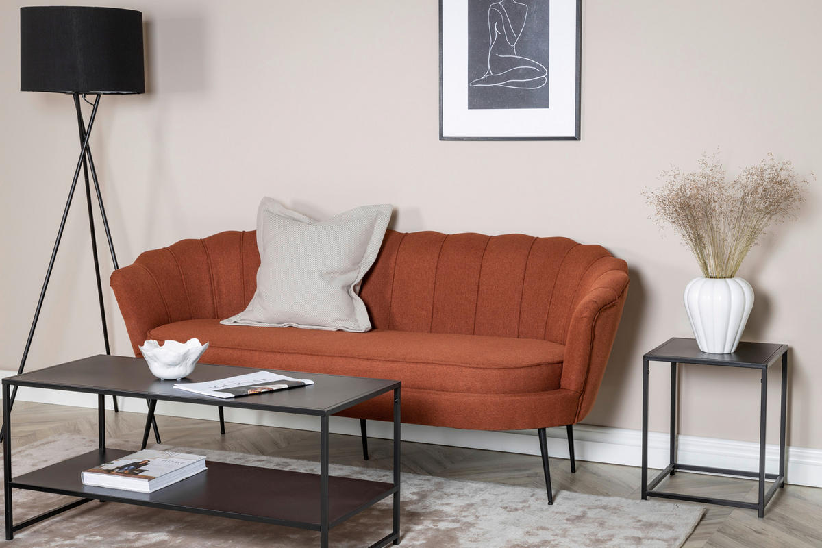 2-SITZER-SOFA in Textilgeflecht Schwarz, Rostfarben  - Rostfarben/Schwarz, Design, Textil/Metall (180/78.5/78cm) - Livetastic