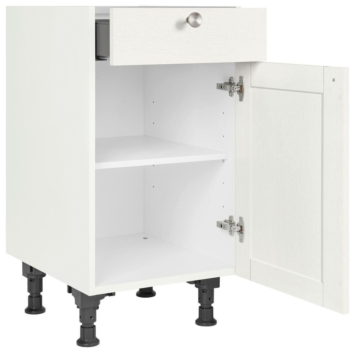 SCHUBKASTENUNTERSCHRANK 45/87/56 cm  in Weiß  - Edelstahlfarben/Weiß, MODERN, Holzwerkstoff/Metall (45/87/56cm) - Nobilia