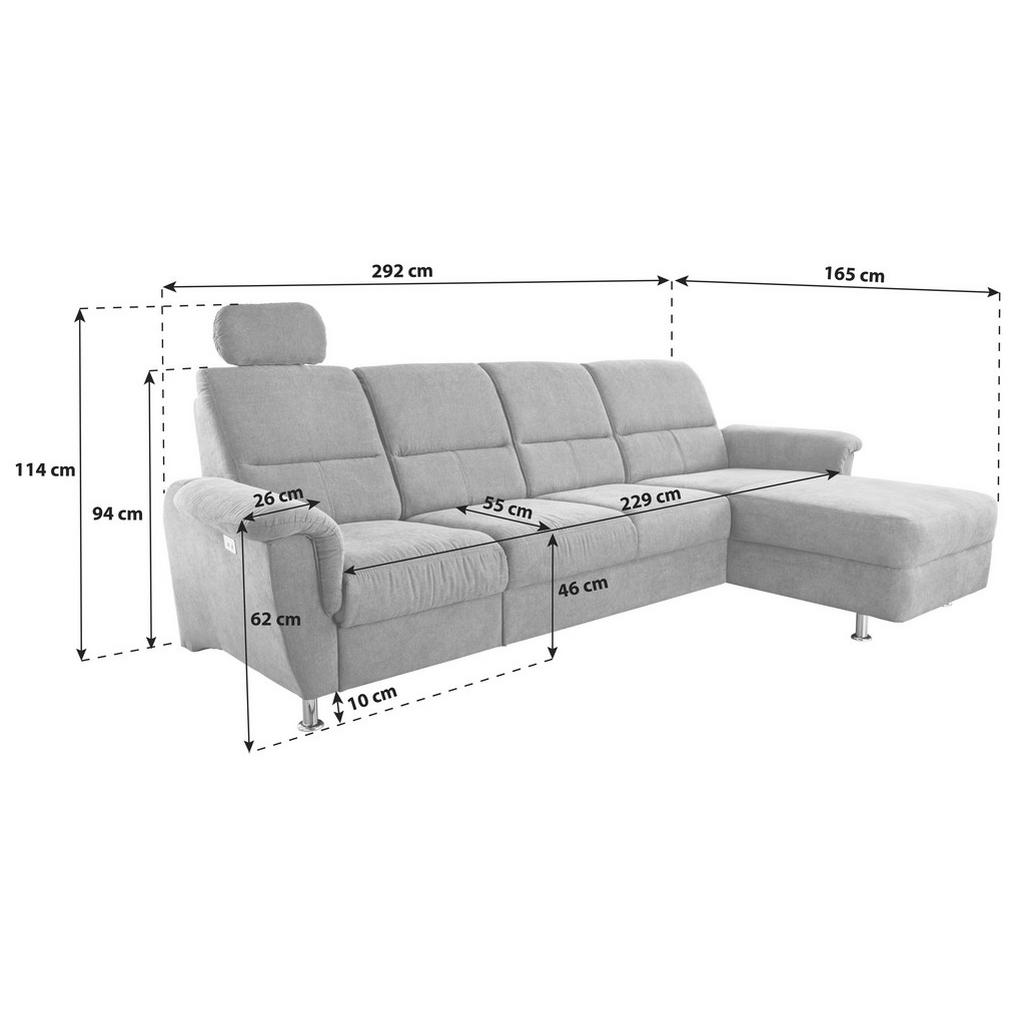 Thumbnail - Livetastic Ecksofa, Anthrazit, Textil, Uni, 5-Sitzer, Ottomane rechts, L-Form, 292x165 cm, Made in EU, Relaxfunktion, se...