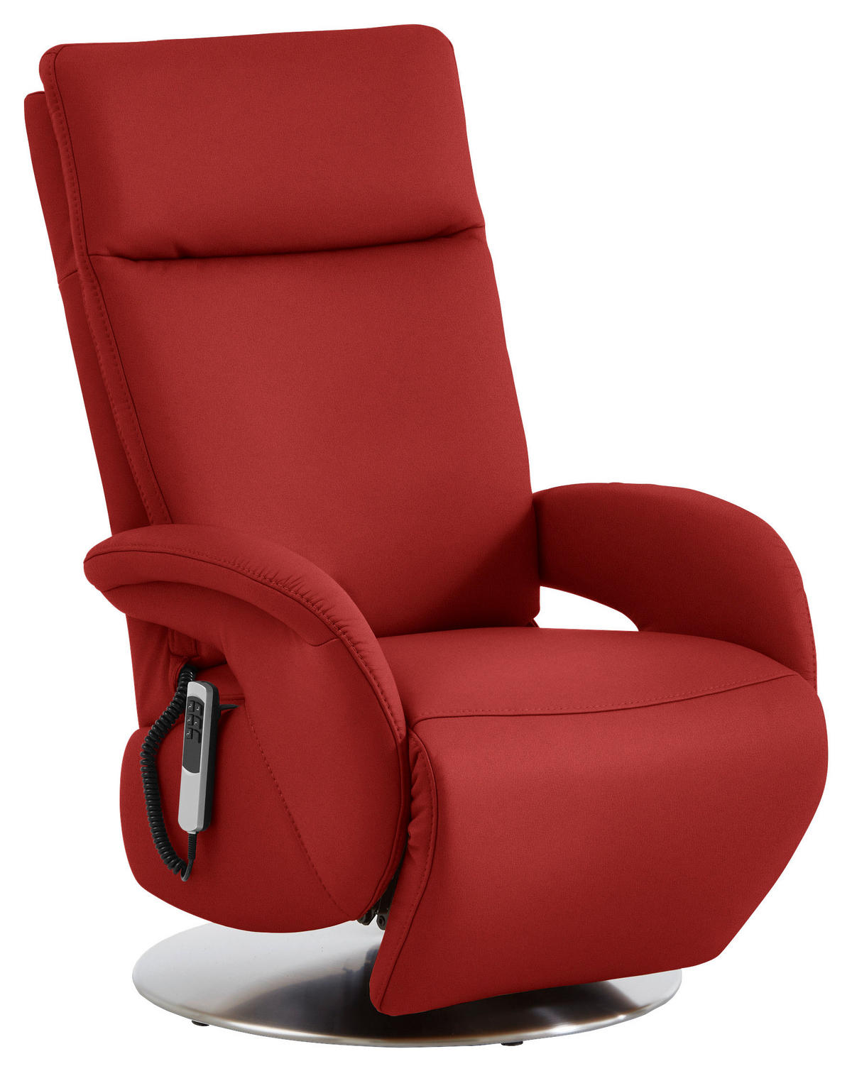 RELAXSESSEL in Leder Rot  - Edelstahlfarben/Rot, Design, Leder/Metall (70/108/80cm) - Cantus