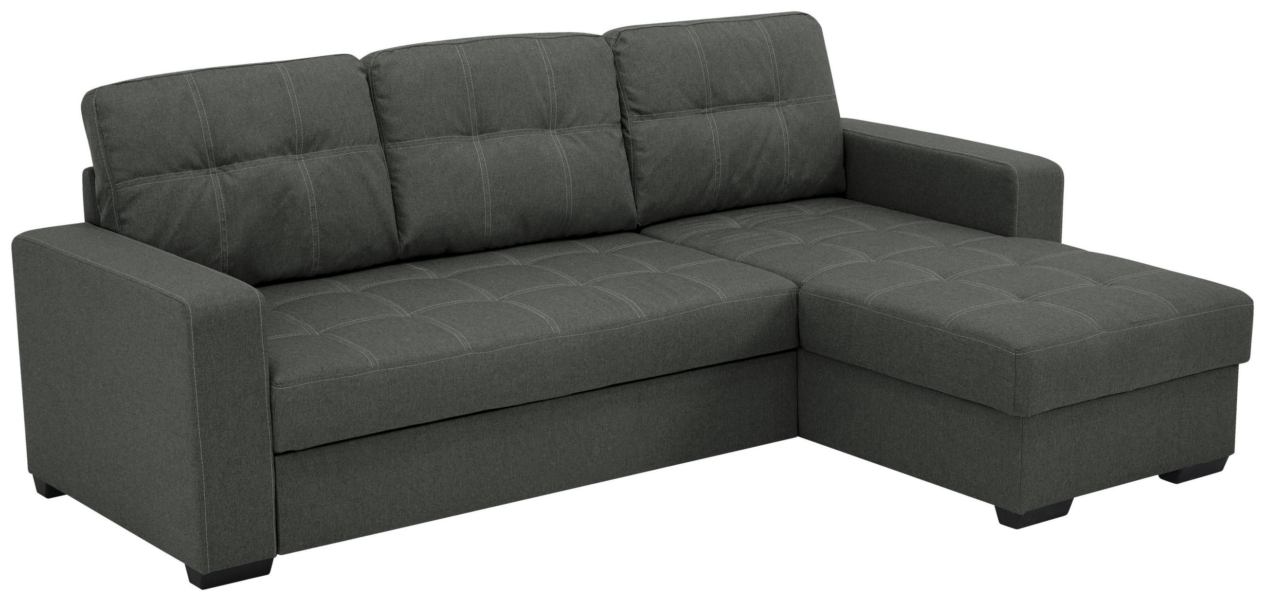 ECKSCHLAFSOFA Webstoff Graphitfarben  inkl. Bettkasten, Schlaffunktion  - Schwarz/Graphitfarben, Design, Kunststoff/Textil (240/160cm) - Livetastic