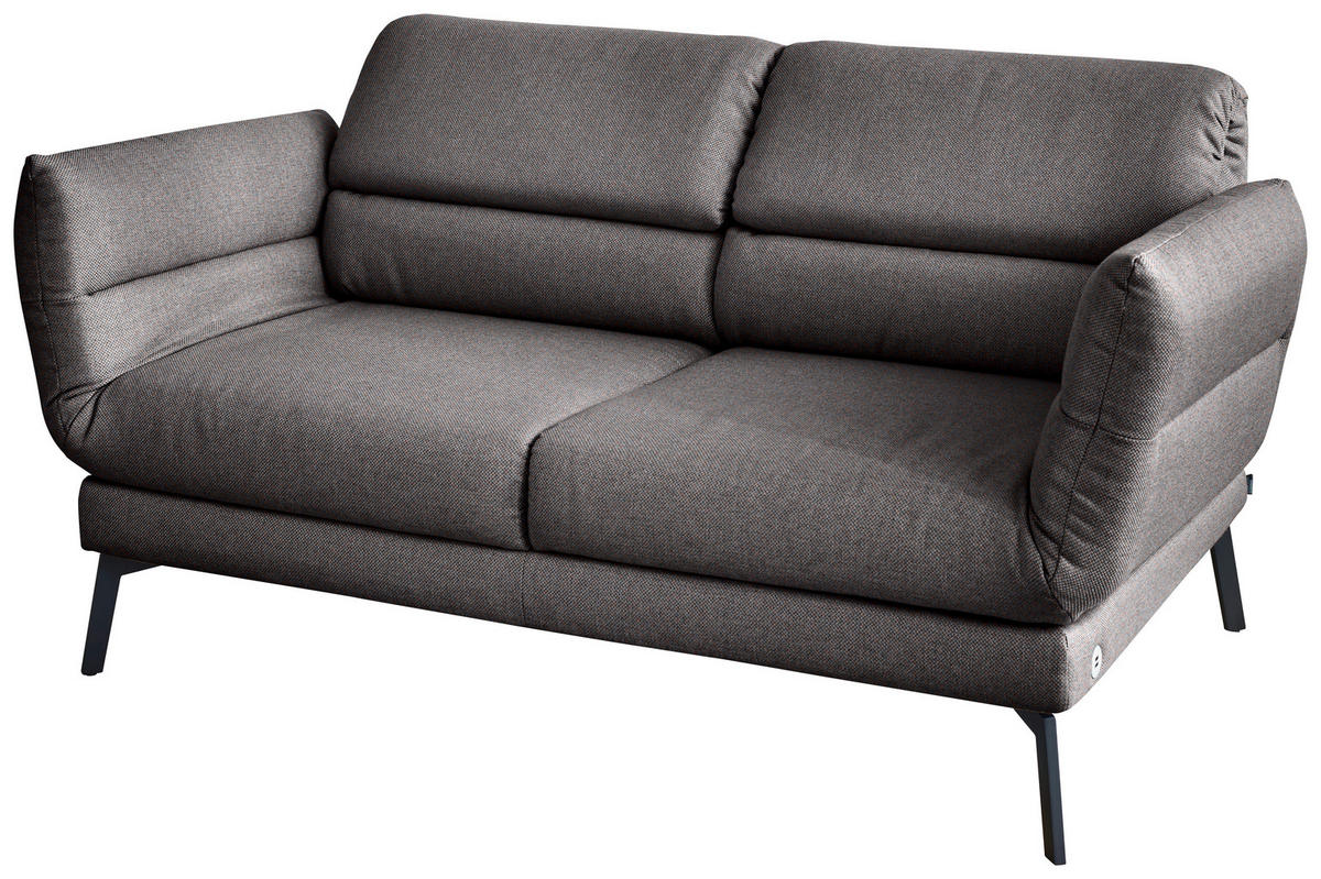 2-SITZER-SOFA Flachgewebe Dunkelbraun  - Dunkelbraun/Schwarz, Design, Textil/Metall (178-226/83-113/96-177cm) - Dieter Knoll