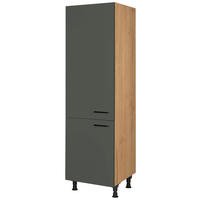 GERÄTEUMBAUSCHRANK 60/216,6/58 cm  in Grün, Eichefarben  - Eichefarben/Schwarz, MODERN, Holzwerkstoff/Metall (60/216,6/58cm) - Nobilia