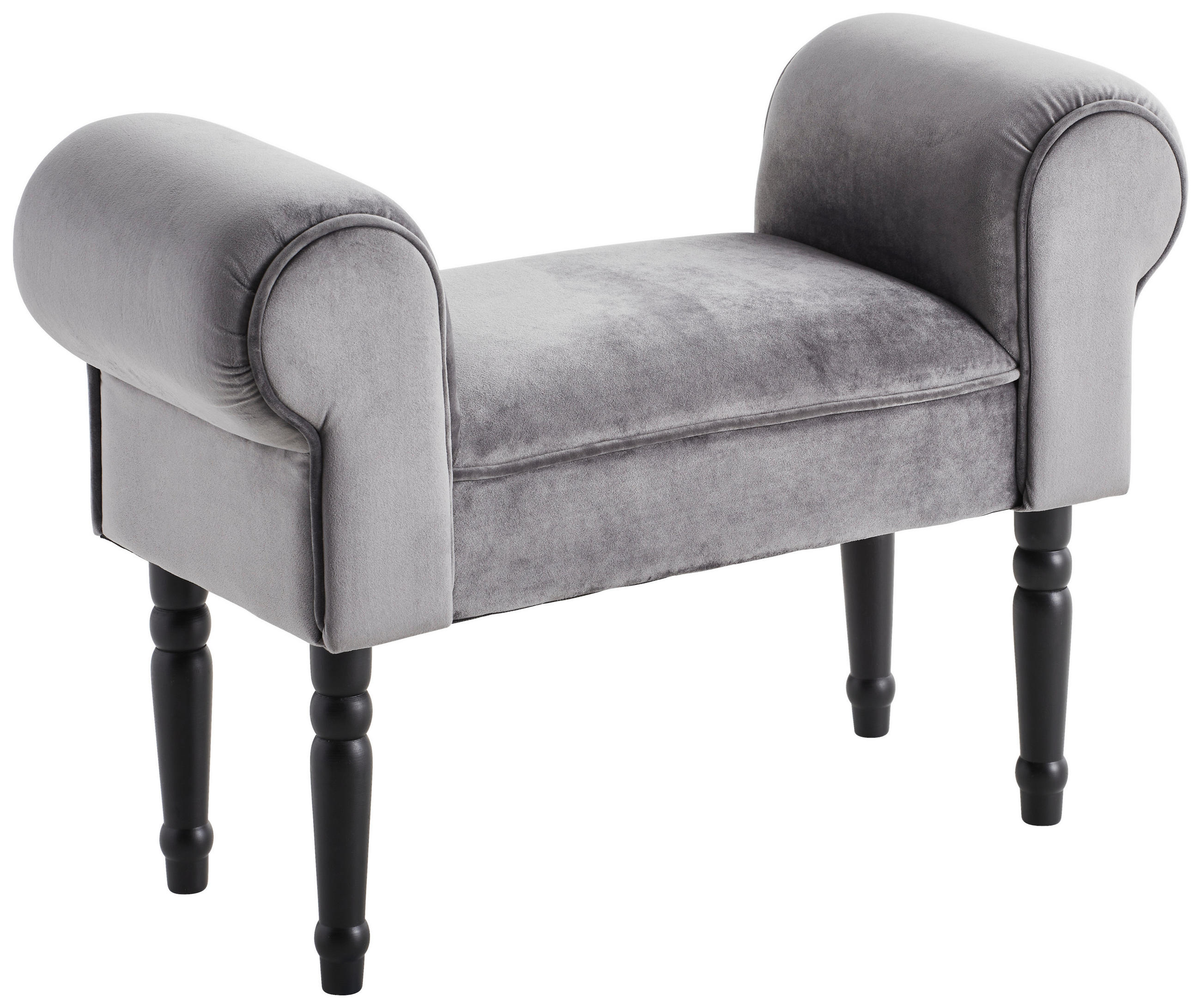 HOCKER Samt Kiefer Grau, Schwarz  - Schwarz/Grau, Trend, Holz/Textil (76/54/30cm) - Xora