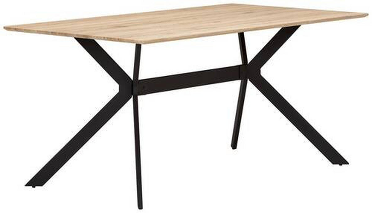ESSTISCH rechteckig Naturfarben, Schwarz  - Schwarz/Naturfarben, MODERN, Holzwerkstoff/Metall (160/90/75cm) - MID.YOU