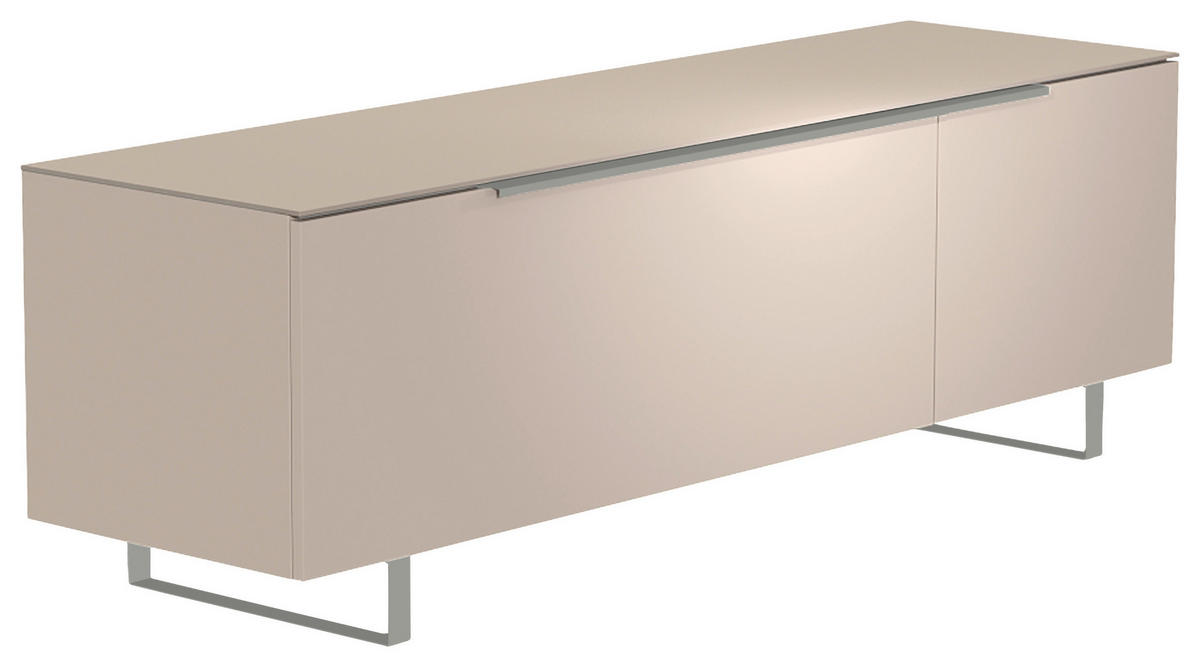 LOWBOARD Alufarben, Sandfarben  160/51/45 cm  - Sandfarben/Alufarben, Design, Glas/Holzwerkstoff (160/51/45cm) - Moderano