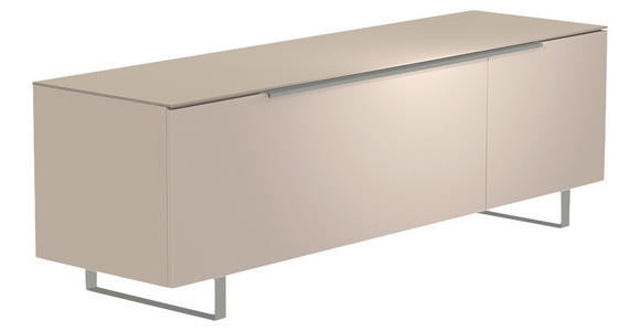 LOWBOARD Alufarben, Sandfarben  160/51/45 cm  - Sandfarben/Alufarben, Design, Glas/Holzwerkstoff (160/51/45cm) - Moderano