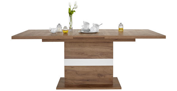 Ausziehbarer Esstisch Avensis 160cm Krafteiche Dunkel - Eichefarben/Weiß, MODERN, Holzwerkstoff (160/76/90cm) - Luca Bessoni