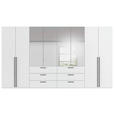 DREHTÜRENSCHRANK 400/223/61 cm,  in Weiß, 8-türig  - Chromfarben/Schwarz, Basics, Glas/Holzwerkstoff (400/223/61cm) - Novel
