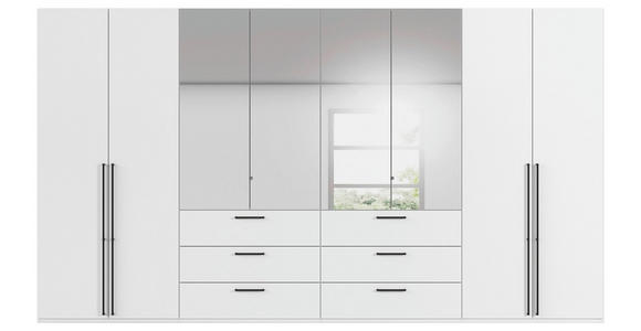DREHTÜRENSCHRANK 400/223/61 cm,  in Weiß, 8-türig  - Chromfarben/Schwarz, Basics, Glas/Holzwerkstoff (400/223/61cm) - Novel