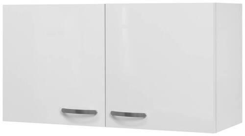 KÜCHENOBERSCHRANK 100/54,8/32 cm  in Weiß, Weiß Hochglanz  - Edelstahlfarben/Weiß Hochglanz, MODERN, Holzwerkstoff/Metall (100/54,8/32cm) - FlexWell