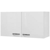 KÜCHENOBERSCHRANK 100/54,8/32 cm  in Weiß, Weiß Hochglanz  - Edelstahlfarben/Weiß Hochglanz, MODERN, Holzwerkstoff/Metall (100/54,8/32cm) - FlexWell
