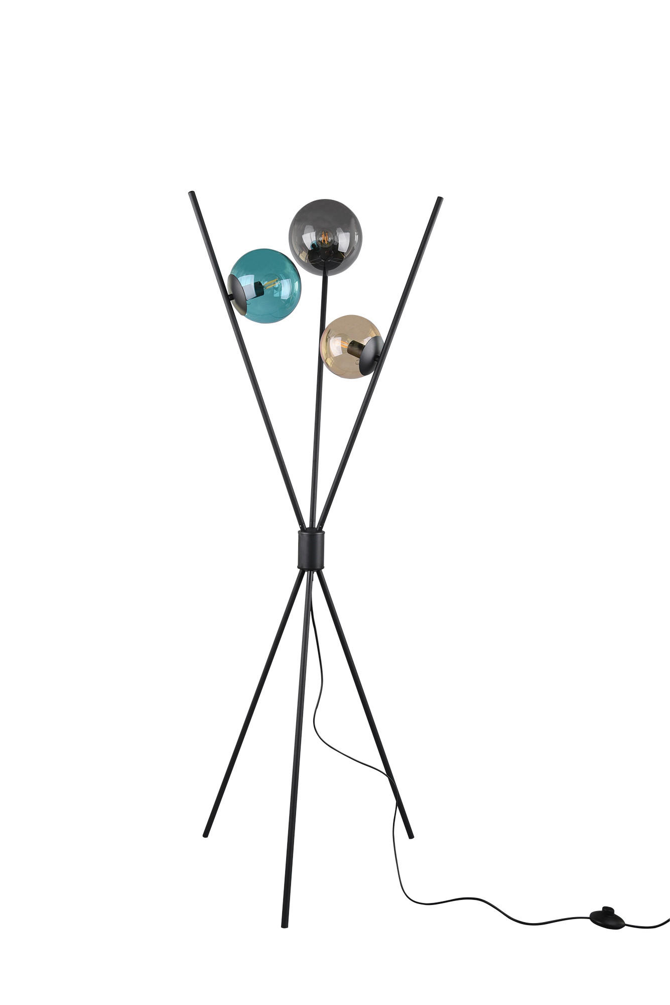 STOJEČA SVETILKA  Lance      60/156 cm       - črna/večbarvno, Trend, kovina/steklo (60/156cm)