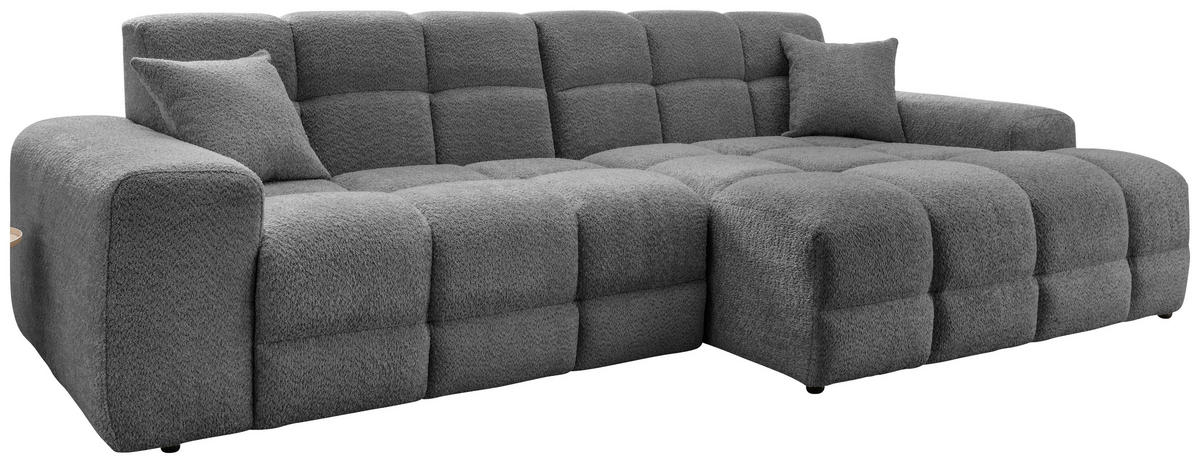 ECKSOFA Anthrazit Bouclé  - Anthrazit/Schwarz, MODERN, Kunststoff/Textil (301/152cm) - Livetastic