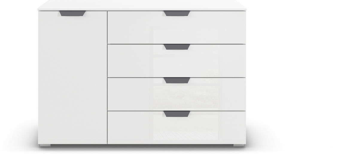 KOMMODE 120/81/42 cm  in Weiss  - Weiss/Dunkelgrau, Design, Glas/Holzwerkstoff (120/81/42cm) - Carryhome