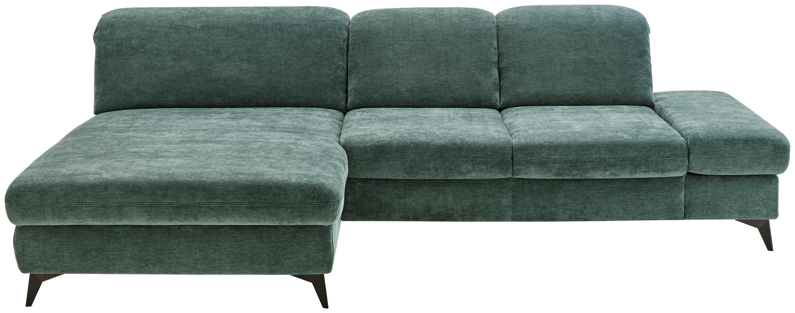 ECKSOFA Dunkelgrün Chenille  - Dunkelgrün/Schwarz, Design, Textil/Metall (198/288cm) - Beldomo Style