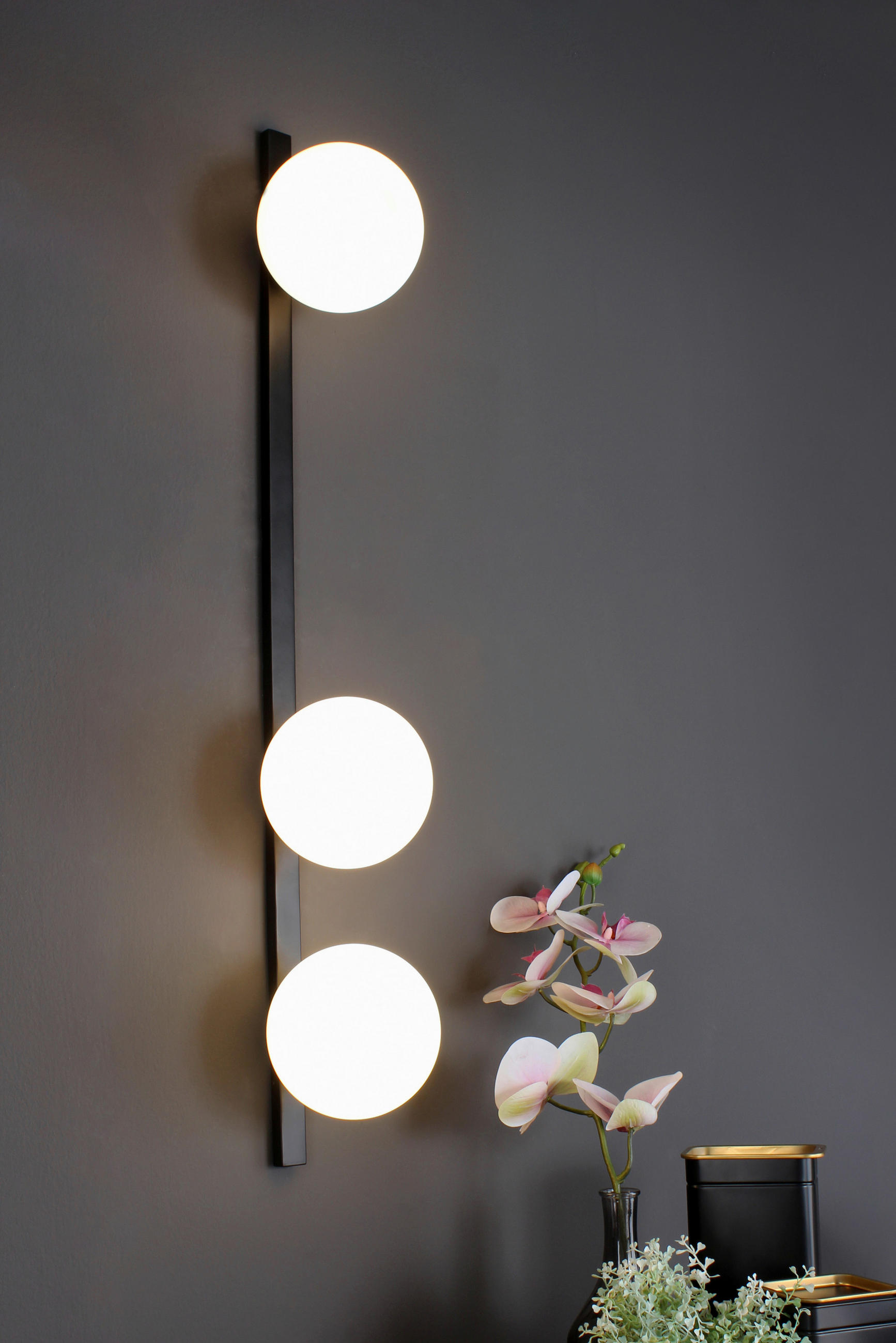 WANDLEUCHTE Enoire  - Schwarz/Weiß, Design, Glas/Metall (14/16,5/90cm)