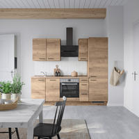 KÜCHENBLOCK 240 cm   in Eiche dunkel  - Eiche dunkel/Schwarz, MODERN, Holzwerkstoff/Metall (240cm) - Nobilia