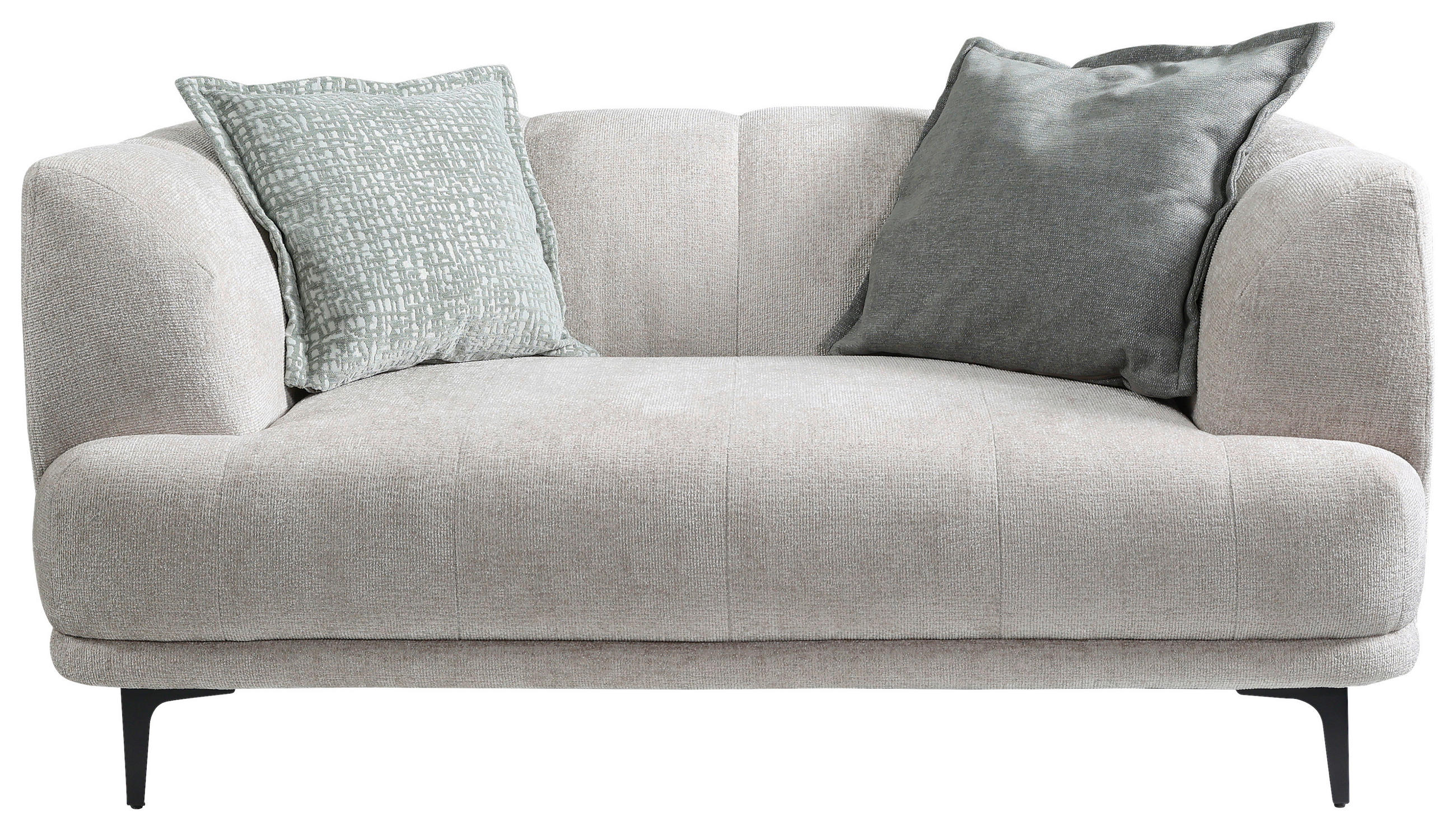 2-SITZER-SOFA Flachgewebe Creme  - Creme/Schwarz, Design, Textil/Metall (166/77/106cm) - MID.YOU
