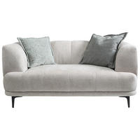 2-SITZER-SOFA in Flachgewebe Creme  - Creme/Schwarz, Design, Textil/Metall (166/77/106cm) - MID.YOU