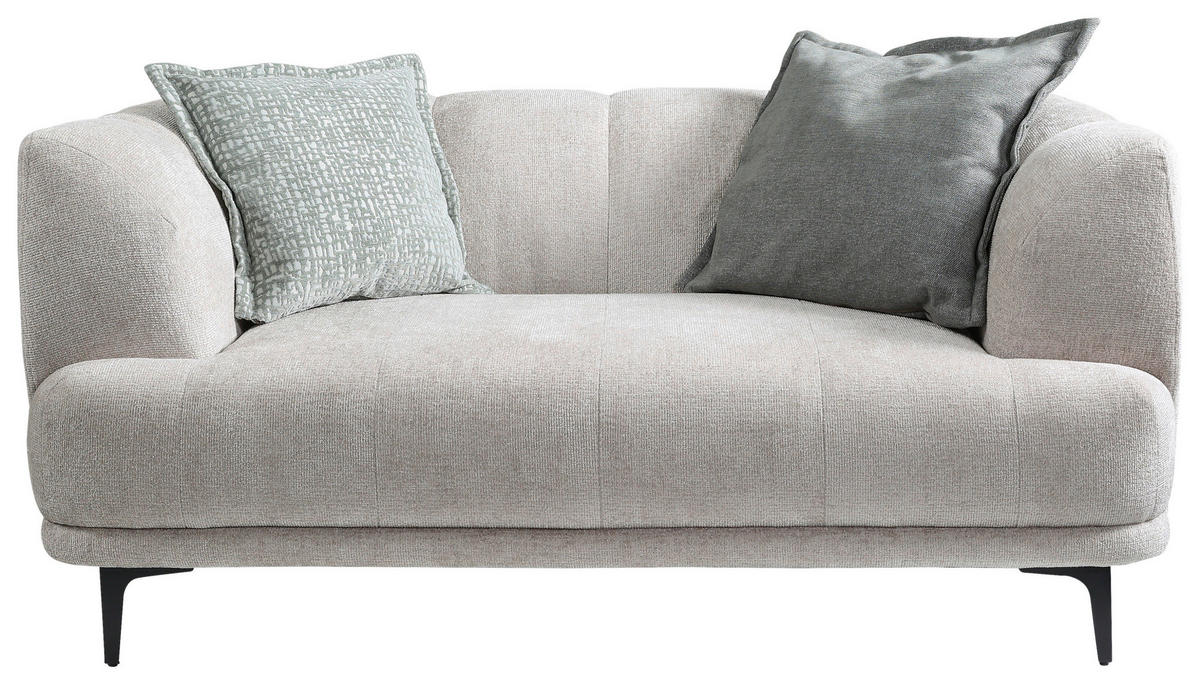 2-SITZER-SOFA in Flachgewebe Creme  - Creme/Schwarz, Design, Textil/Metall (166/77/106cm) - MID.YOU