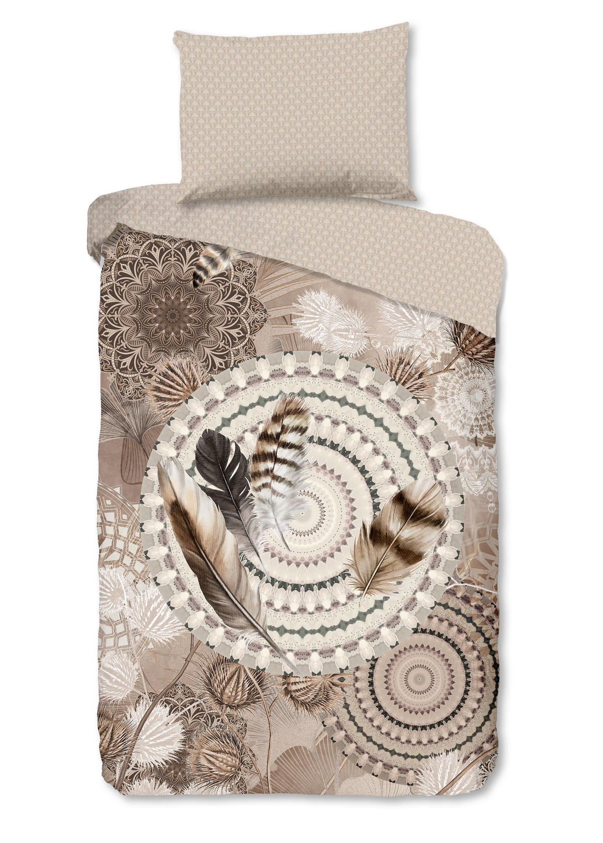 BETTWÄSCHE HIP Flanell, Biber 140/200 cm  - Taupe/Sandfarben, Design, Textil (140/200cm)