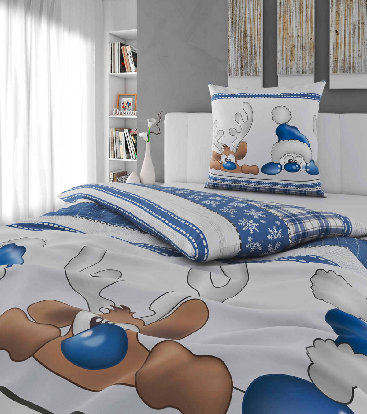 BETTWÄSCHE Flanell 135/200 cm  - Blau/Grau, Textil (135/200cm) - Esposa