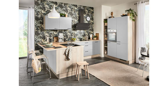 ECKKÜCHE  in Hellgrau, Tannenholzfarben  - Tannenholzfarben/Hellgrau, Design, Holzwerkstoff/Metall (121,6/280/150cm) - Xora