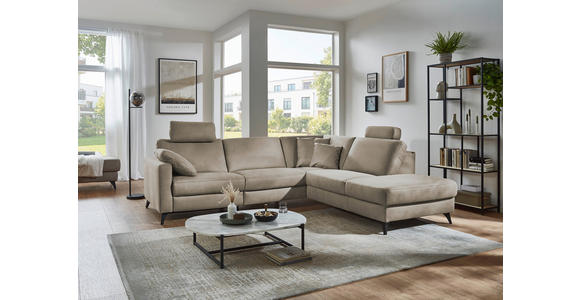 ECKSOFA Dieter Knoll Beigebraun Mikrofaser  - Beigebraun/Schwarz, Design, Textil/Metall (269/238cm) - Dieter Knoll