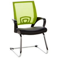 BESUCHERSTUHL  in Lederlook, Netzbespannung Grün, Schwarz  - Silberfarben/Schwarz, Basics, Kunststoff/Textil (57/98/52cm) - MID.YOU