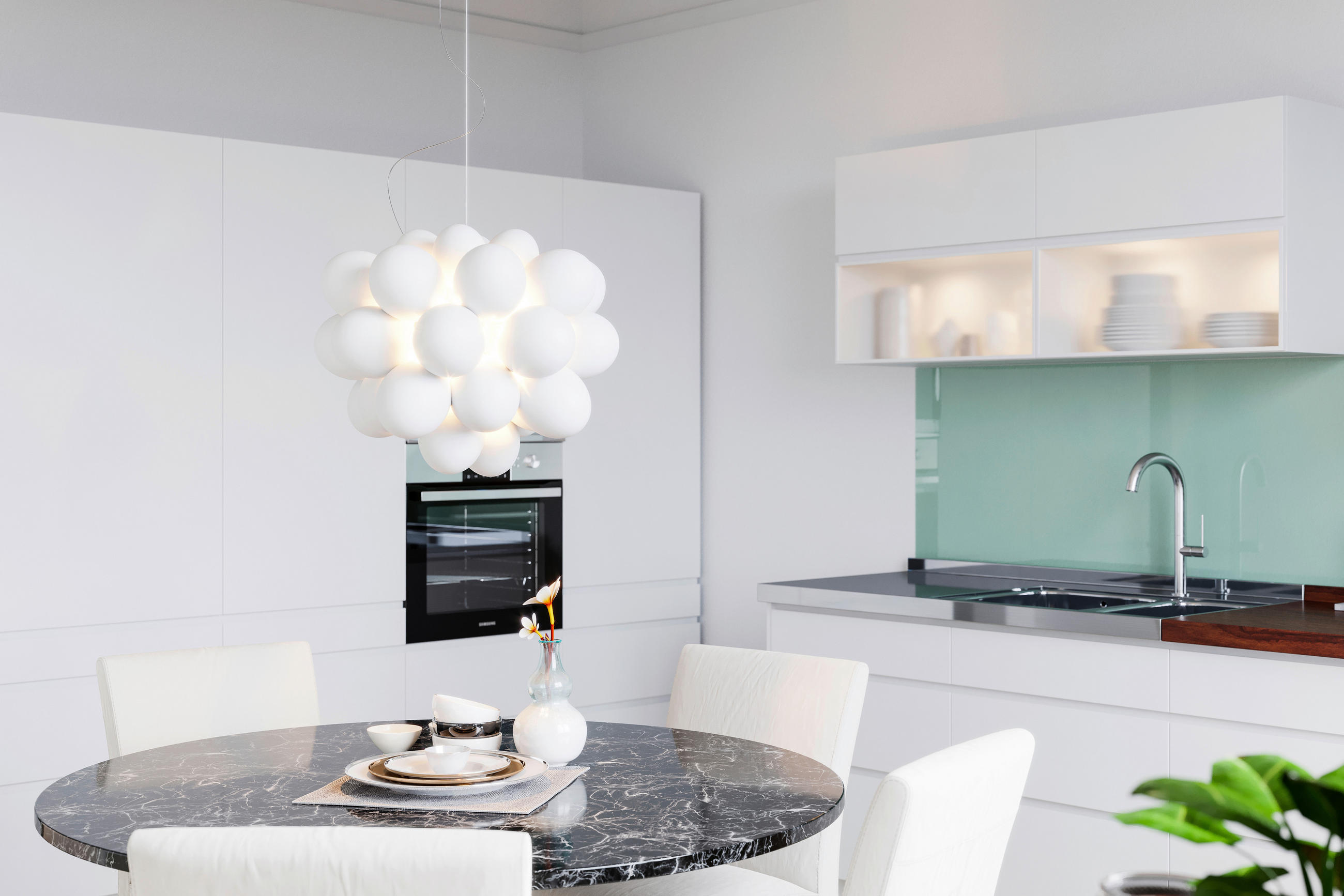 HÄNGELEUCHTE GROSS 50/45 cm   - Weiß, Design, Glas (50/45cm) - By Rydéns