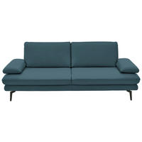 3-SITZER-SOFA in Leder Blau  - Blau/Schwarz, Design, Leder/Metall (222/86/104cm) - Dieter Knoll
