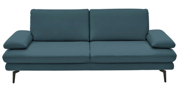 3-SITZER-SOFA  in Echtleder Blau   - Blau/Schwarz, Design, Leder/Metall (222/86/104cm) - Dieter Knoll
