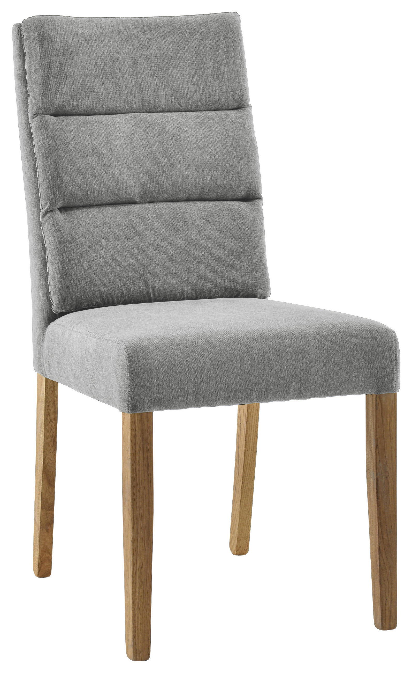 STUHL Webstoff Grau, Eichefarben Eiche massiv  - Eichefarben/Grau, KONVENTIONELL, Holz/Textil (47/95/64cm) - Cantus