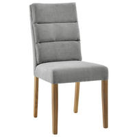 STUHL Webstoff Grau, Eichefarben Eiche massiv  - Eichefarben/Grau, KONVENTIONELL, Holz/Textil (47/95/64cm) - Cantus