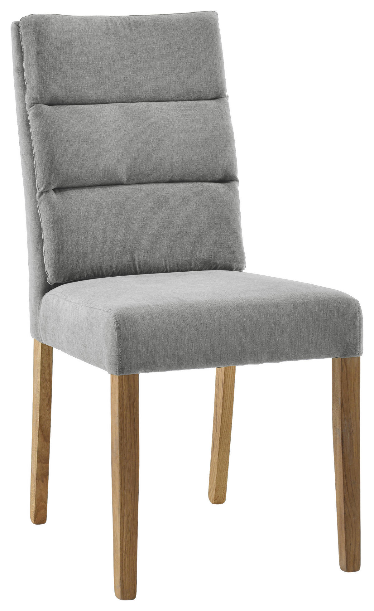 STUHL Webstoff Grau, Eichefarben Eiche massiv  - Eichefarben/Grau, KONVENTIONELL, Holz/Textil (47/95/64cm) - Cantus