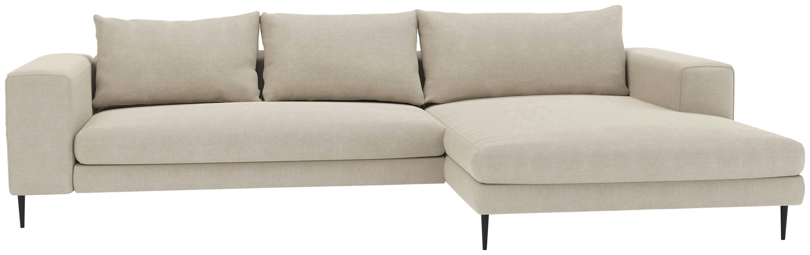 ECKSCHLAFSOFA Struktur Beige  - Beige/Schwarz, MODERN, Textil/Metall (295/170cm) - MID.YOU
