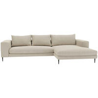 ECKSCHLAFSOFA Struktur Beige  - Beige/Schwarz, MODERN, Textil/Metall (295/170cm) - Trendmanufaktur
