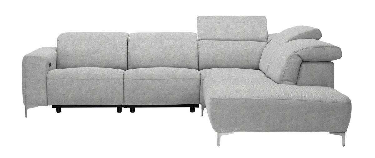 ECKSOFA Hellgrau Flachgewebe  - Hellgrau, Design, Textil/Metall (290/238cm) - Pure Home Lifestyle