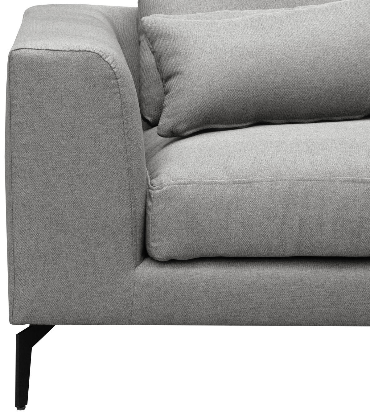 ECKSOFA Grau Flachgewebe  - Schwarz/Grau, Design, Textil/Metall (172/313cm) - Livetastic