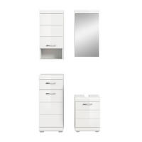 BADEZIMMER 4-teilig  in 92 cm  - Weiß Hochglanz/Silberfarben, Trend, Glas/Holzwerkstoff (92cm) - MID.YOU