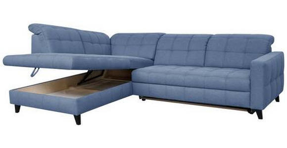 ECKSOFA in Webstoff Blau 216/297 cm - Blau/Schwarz, Design, Holz/Textil (216/297cm) - Xora