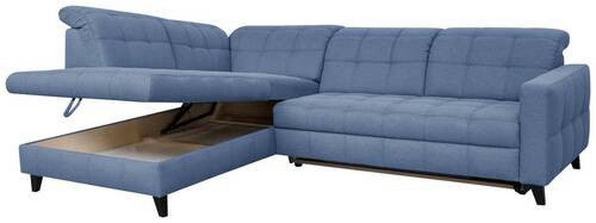 ECKSOFA in Webstoff Blau  - Blau/Schwarz, Design, Holz/Textil (216/297cm) - Xora