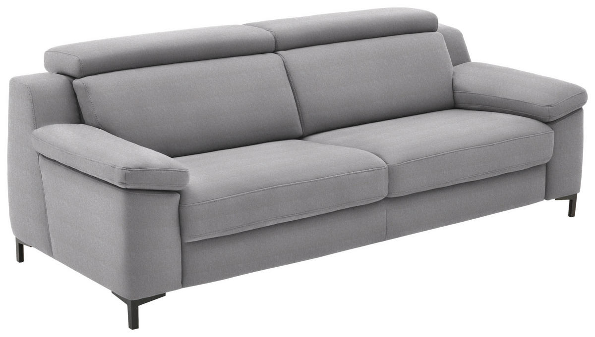 3-SITZER-SOFA in Chenille Grau  - Schwarz/Grau, Design, Textil/Metall (230/104/104cm) - Valdera