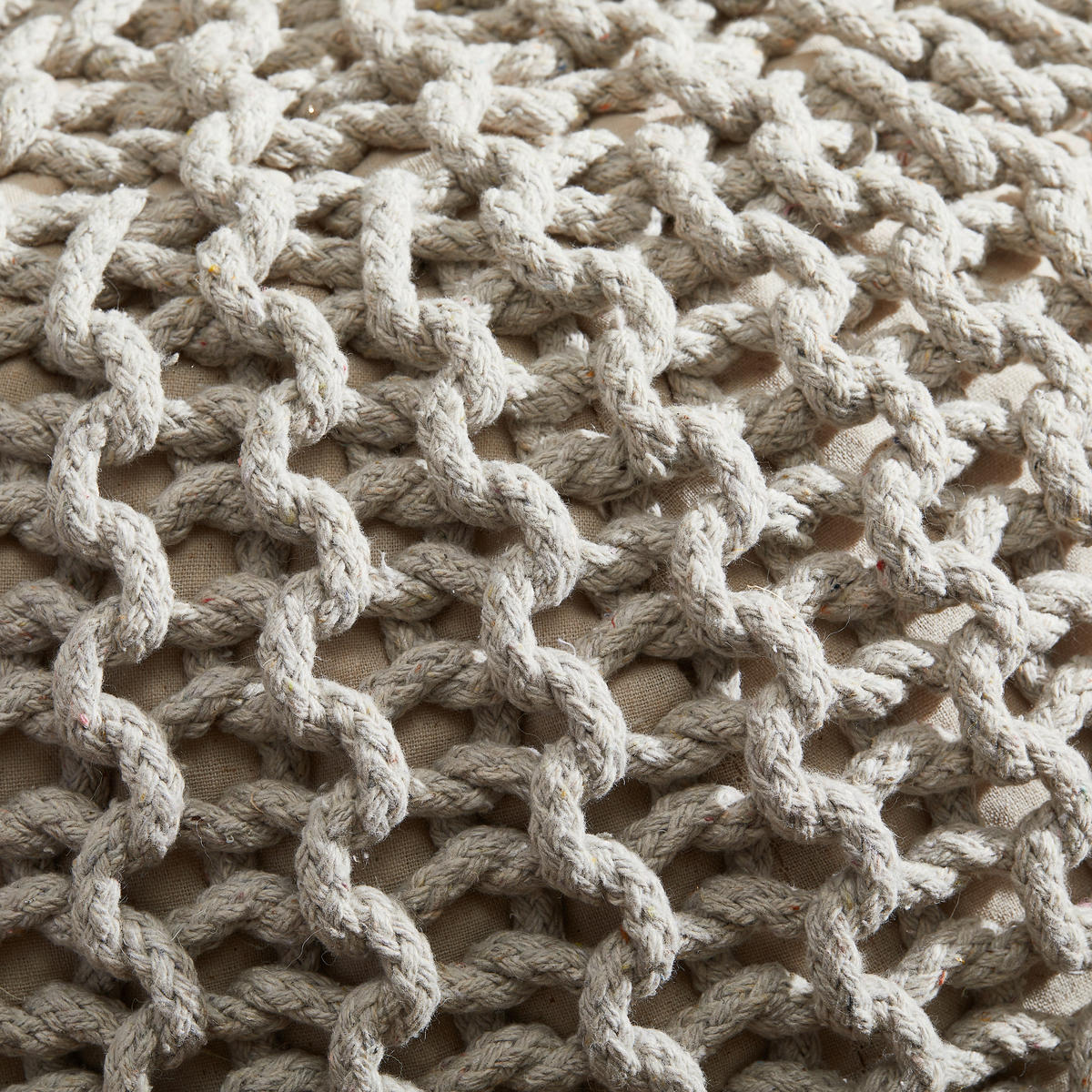 POUF Textilgeflecht Uni Grau 55/55/35 cm  - Silberfarben/Grau, Trend, Textil (55/55/35cm) - Linea Natura